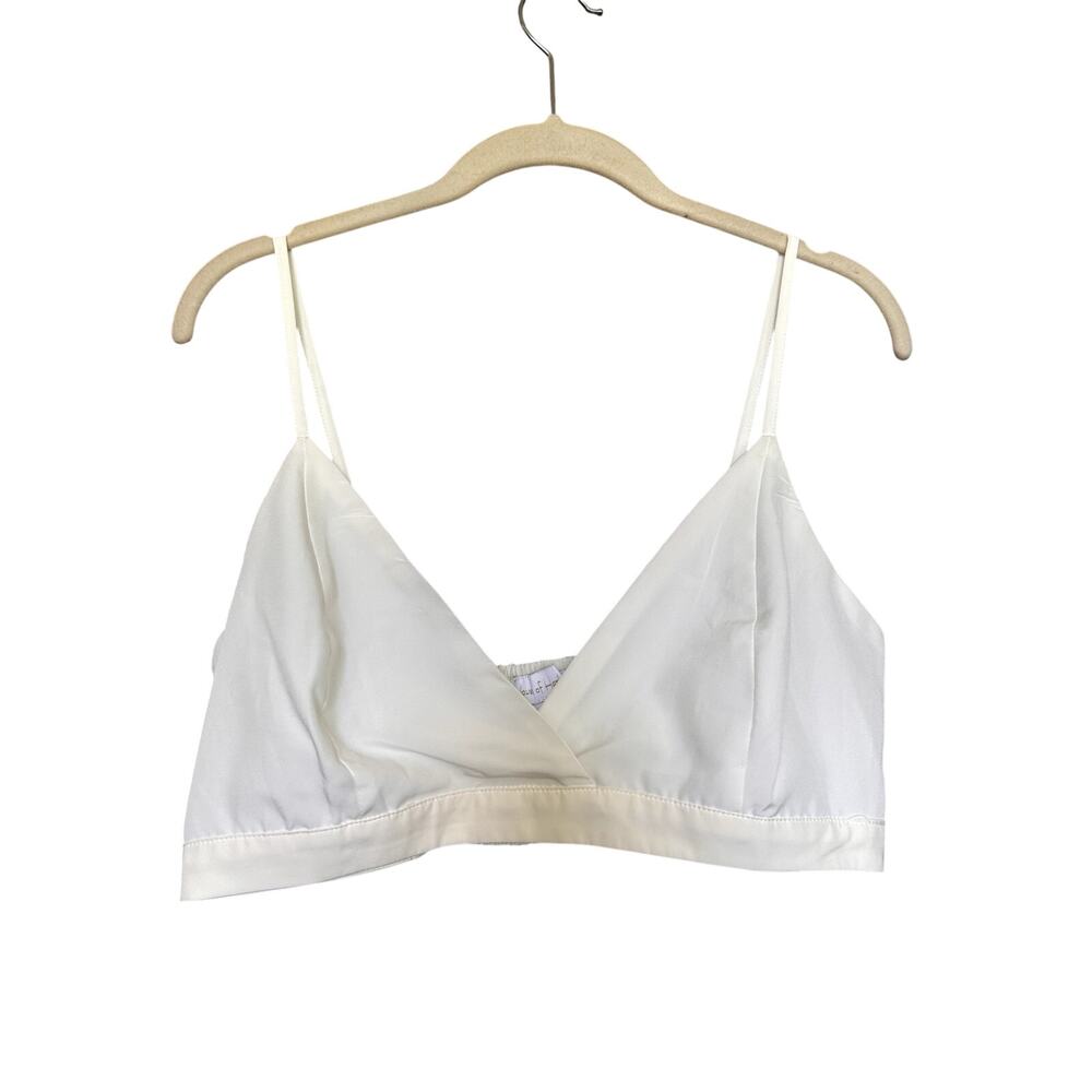 House of Harlow 1960 White Satin Triangle Bralette Crop Top Women's Size Medium